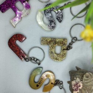 R Alphabet Resin Art Keychain Letter