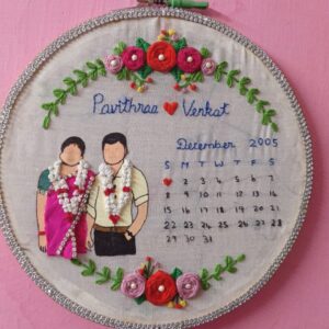 Anniversary Gift Embroidered Hoop